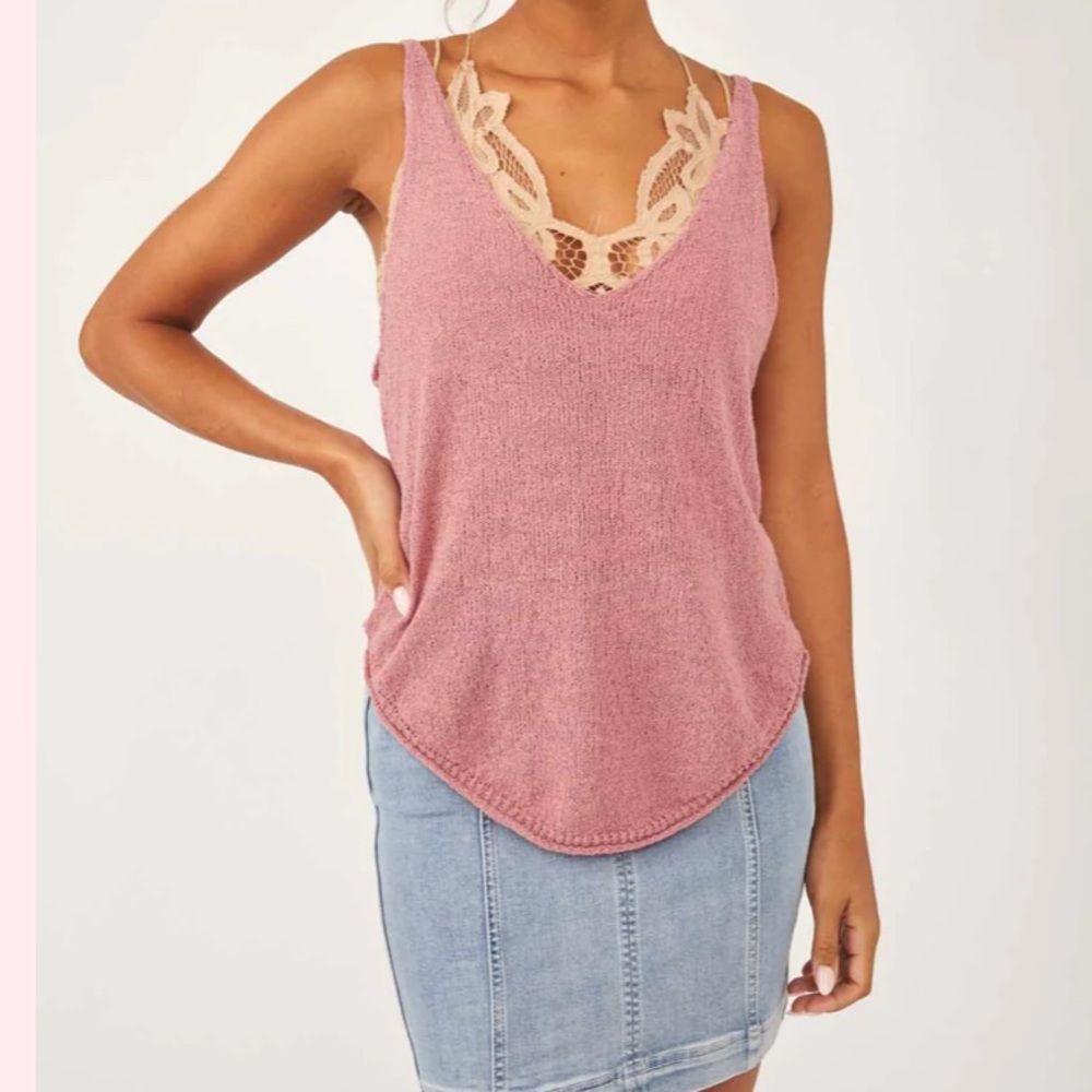 NWT Free People Boucle Sweater Tank in Smoked Pink